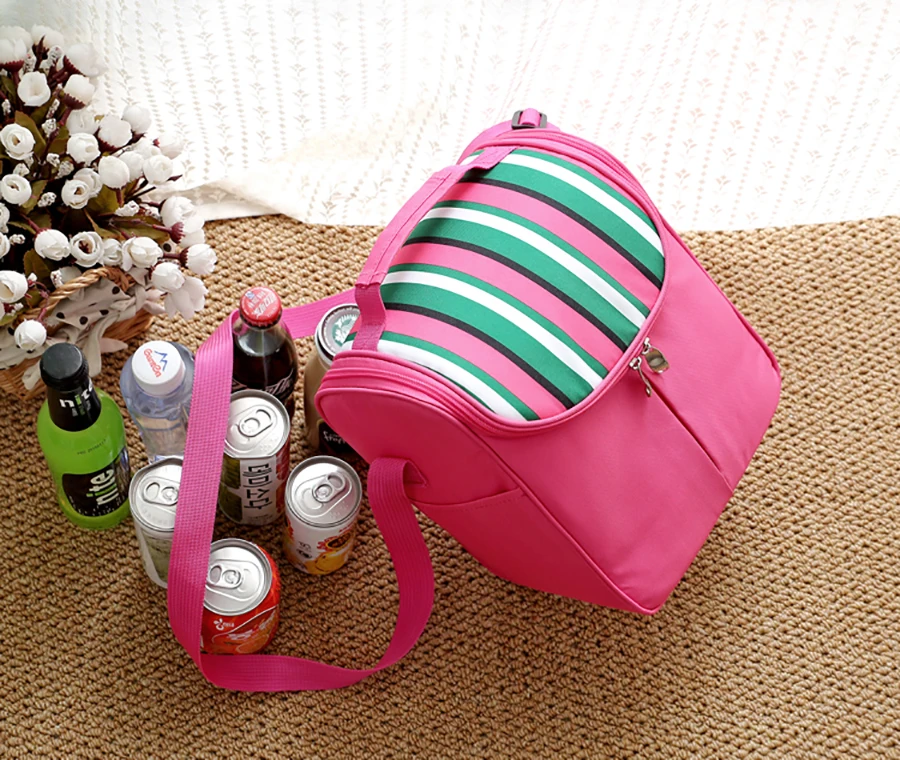 SIKOTE изоляционный холщовый Ланч-бокс для женщин, мужчин, детей, Термальный фруктовый, для пикника, в полоску, Портативный Ланч-мешок, Термосумка тепловой мешок