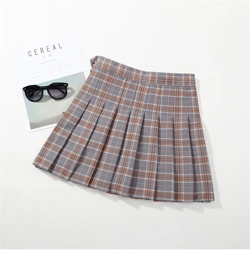 brown plaid Детская плиссированная юбка; школьная клетчатая юбка для девочек; хлопковая юбка принцессы; детская юбочка для девочек-подростков - Цвет: brown plaid