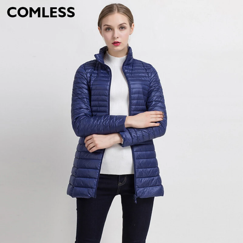Женский Повседневный Сверхлегкий пуховик COMLESS большой размер 4XL 8 видов цветов 90%
