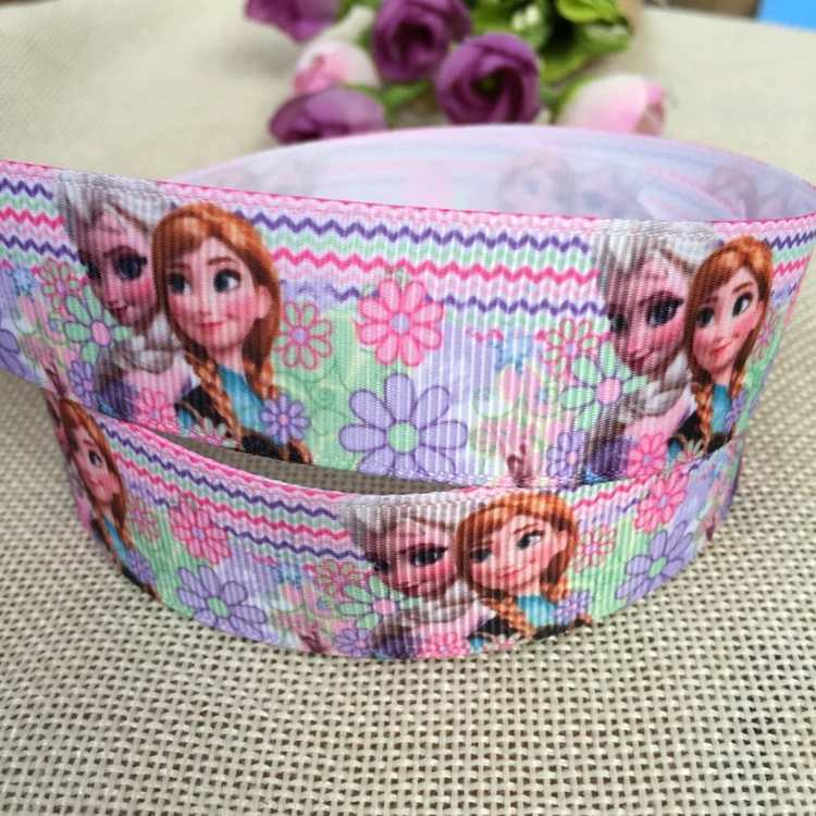 " 25 мм каваи Анна и Эльза Принцесса мультфильм grosgrain ленты для вечерние украшения подарок лента 5 ярдов