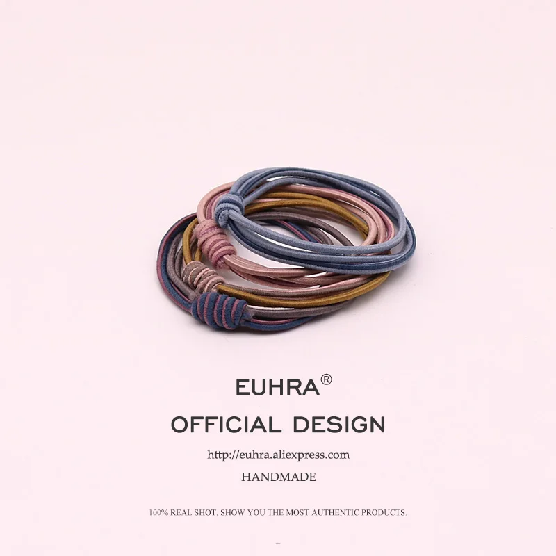 EUHRA, 4 цвета, эластичная, двухцветная, Смешанная, ручная вязка, для женщин, лента для волос, для детей, эластичная резинка, высокая эластичность