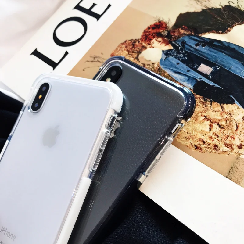 Модный противоударный чехол для iPhone X XR XS Max прозрачный мягкий TPU 6 6s 7 8 plus защитный |