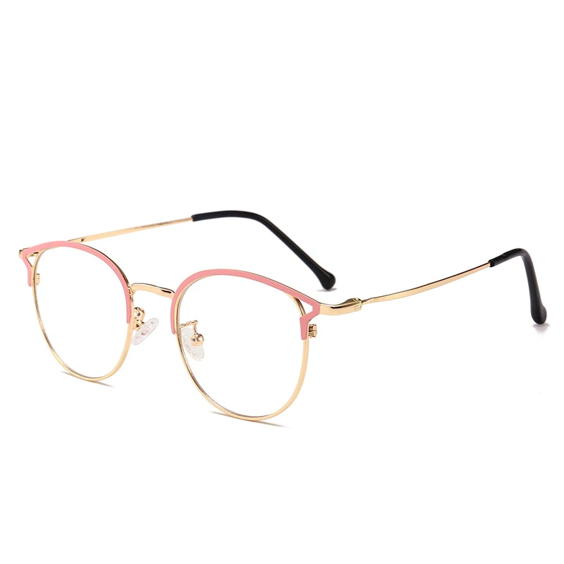 pink gold Zilead, анти-синий светильник, Круглый кошачий глаз, оправа для очков, для женщин и мужчин, Компьютерная Защита глаз, очки, оптические очки, унисекс - Цвет оправы: pink gold