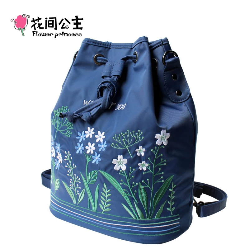Женский нейлоновый рюкзак с цветочной вышивкой зимняя сумка через плечо для