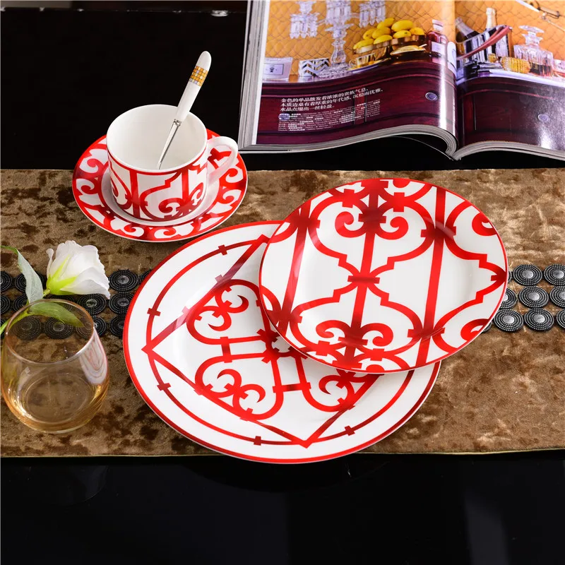 Высококачественная костяная Китайская Красная кофейная чашка керамическая чайная черная чайная чашка блюдо животное столовый набор свадьба и подарки на новоселье