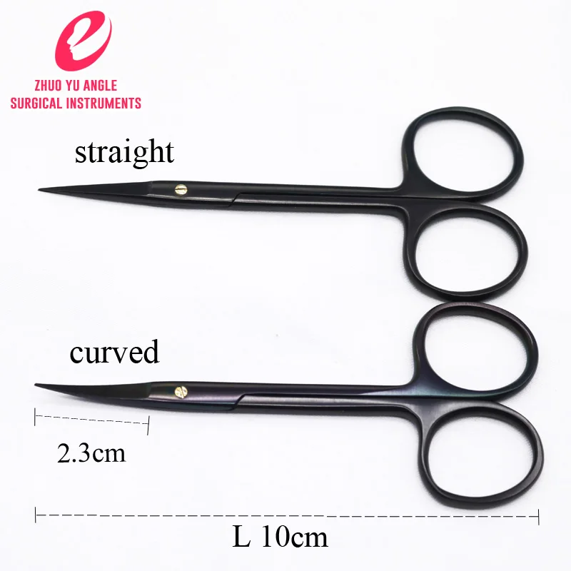 Глазные ножницы вольфрамовая углеродистая сталь фарфор PFM черная ручка