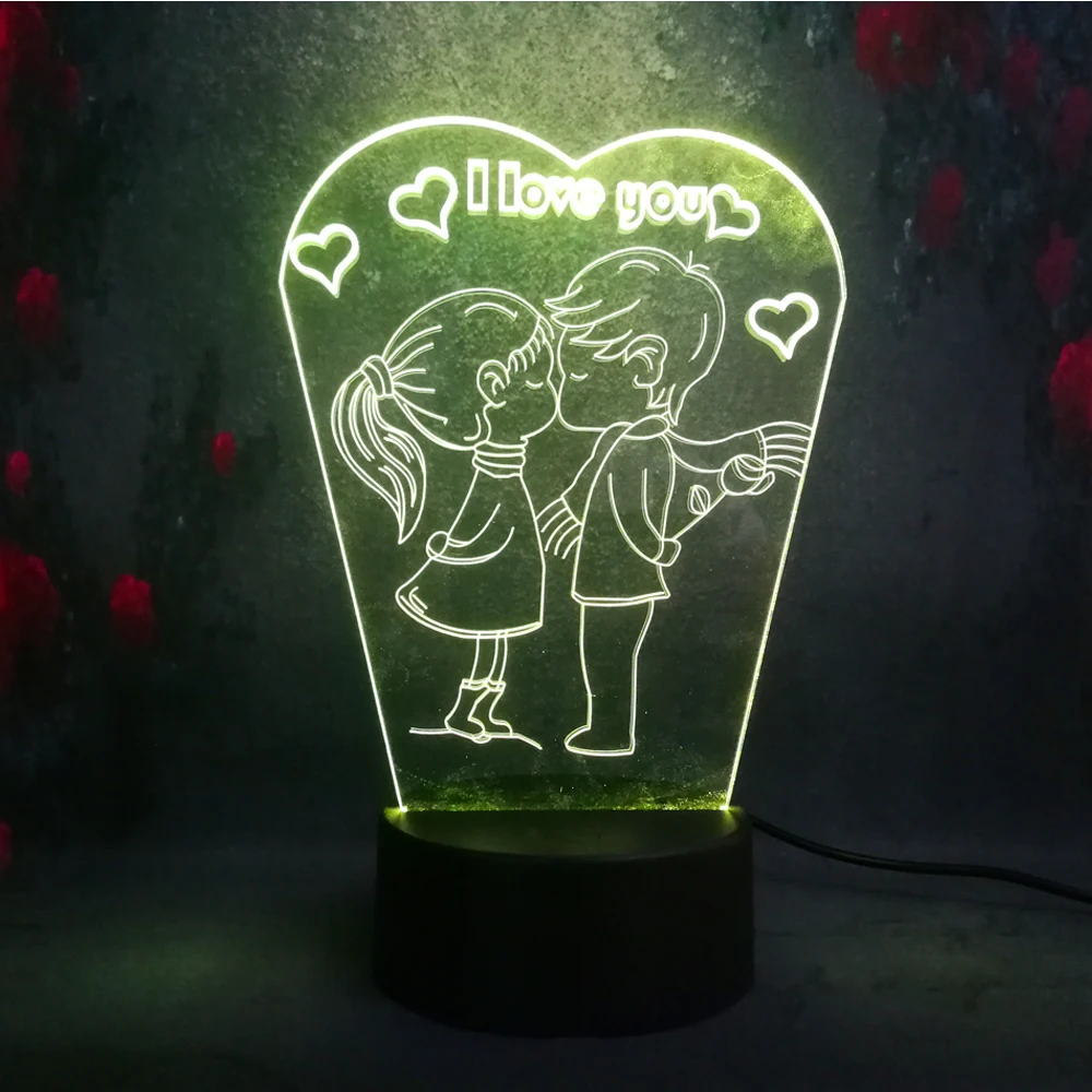 Светодиодный 3d-светильник Lampara I LOVE YOU ночник на День святого Валентина для