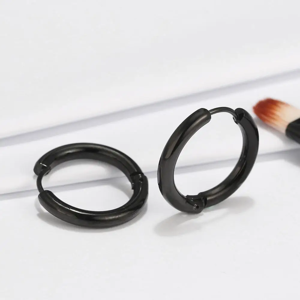 Black Color Effie queen новые серьги-кольца из нержавеющей стали для женщин и мужчин 23 мм круглые серебряные серьги унисекс модные ювелирные изделия DGTE101 - Окраска металла: Black Color