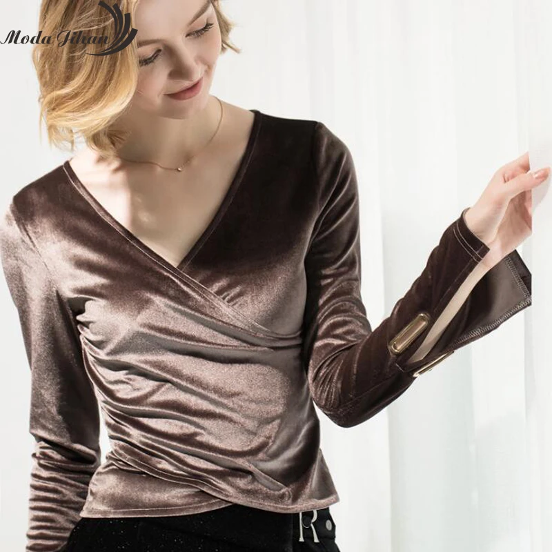 Moda Jihan женские футболки сексуальные с низким вырезом глубоким v-образным бандаж