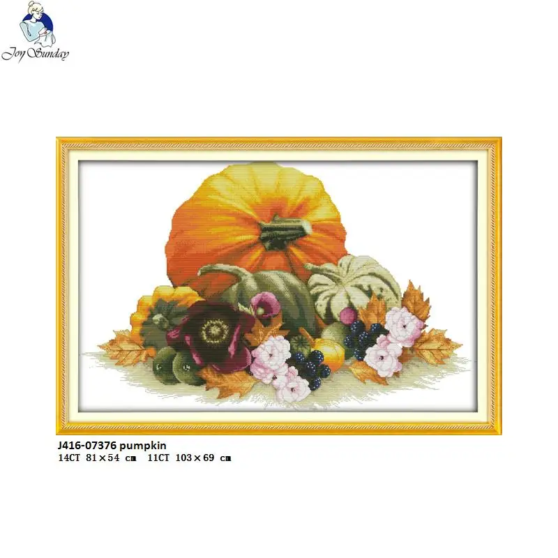 

Joy sunday pumpkin Patterns DIY Handmade DMC 14ct and 11ct Cross stitch kit and Precise Printed NKF Embroidery Needlework