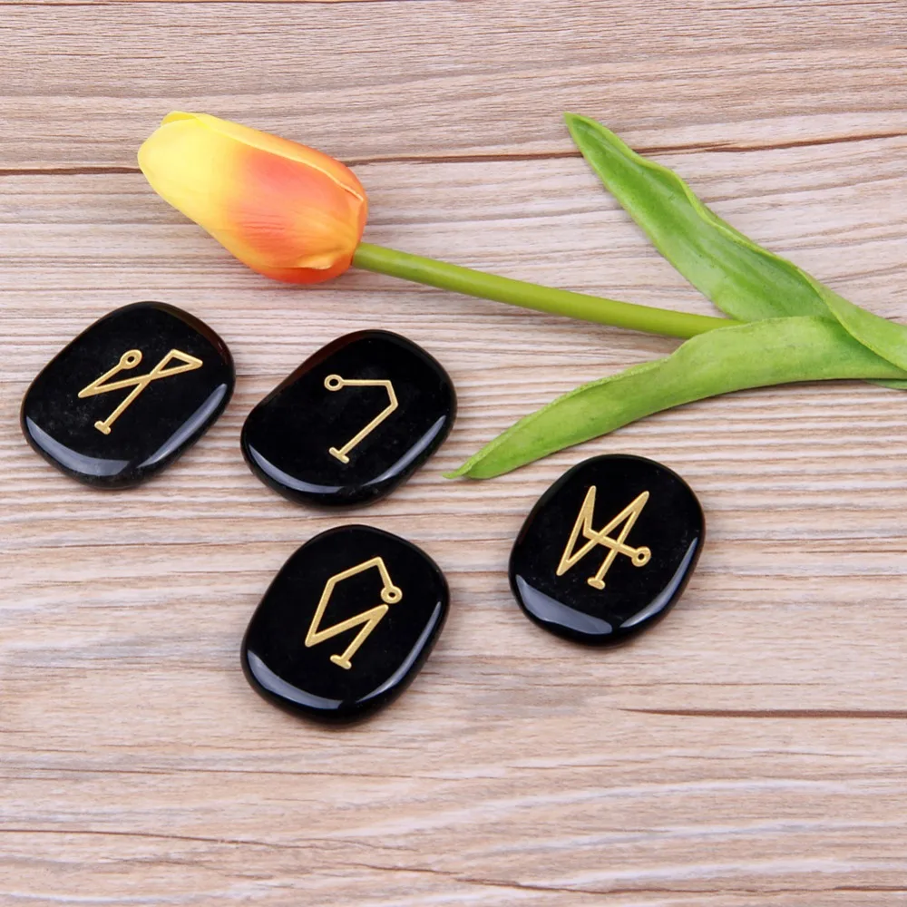 4 шт. натуральный черный обсидиан кварцевый камень Хрустальная терапия золото