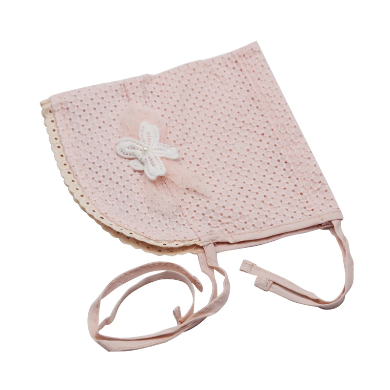 Шляпа для маленькой девочки летняя хлопковая шапка на шнурках розового/белого