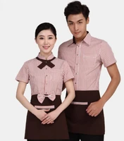 sweet chinese restaurant uniform summer restaurant waiter uniform hotel waiter clothes short sleeve waiter wear waitress uniform