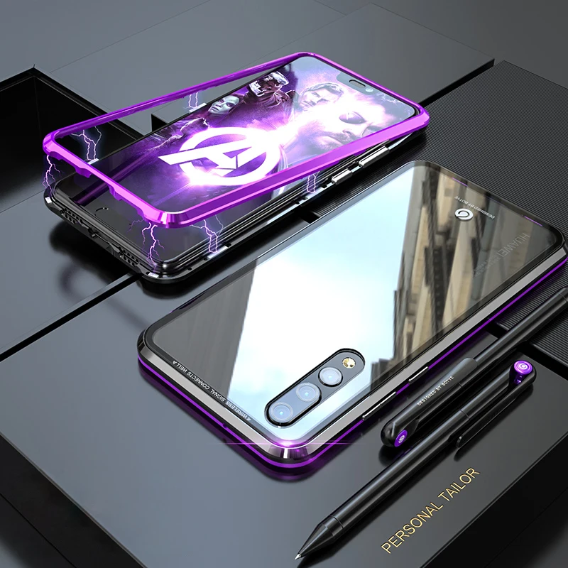 Роскошный магнитный металлический бампер чехол для Huawei P30 Pro P30Pro P20 P20Pro стеклянная