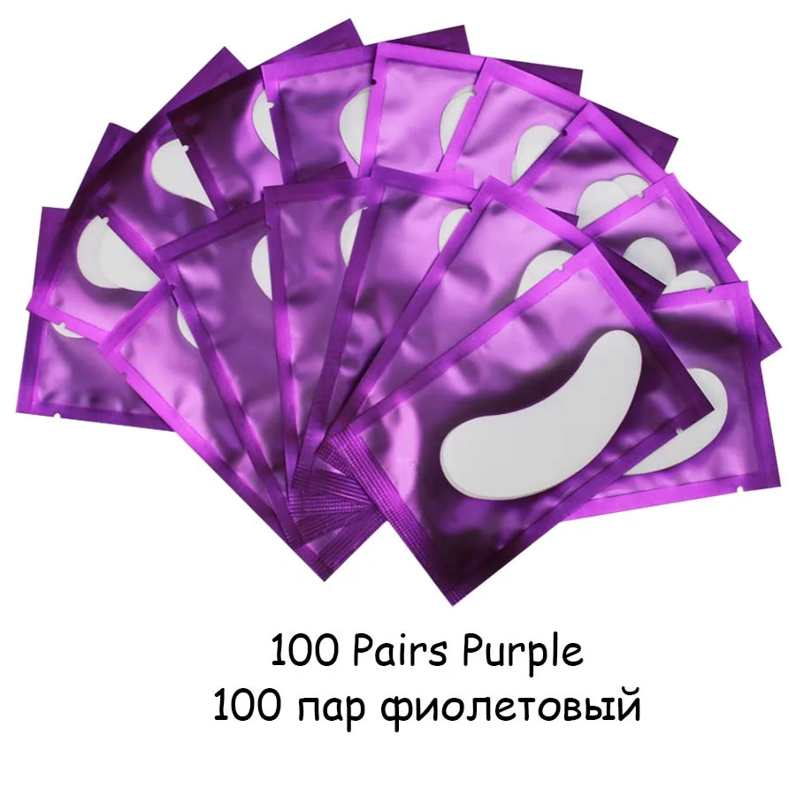 100pairs Purple 50/100 пар подушечек под глаза увлажняющие наклейки на кончики глаз обертывания подушечки для ухода за глазами бумажные накладки под глазные гель-патчи для наращивания ресниц - Цвет: 100pairs Purple