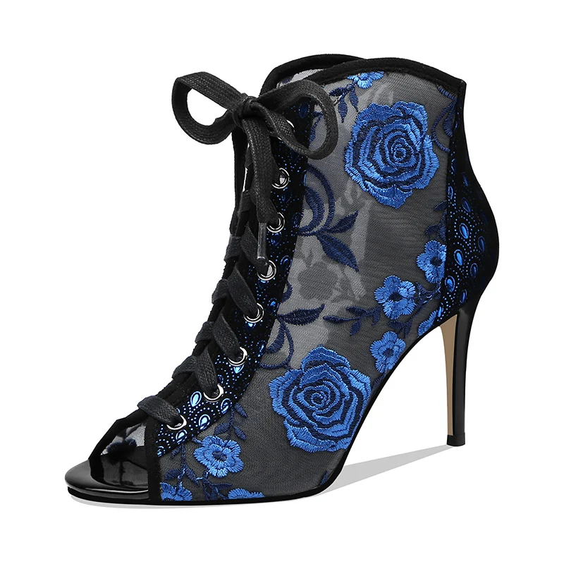 Женские свадебные ботильоны на тонком каблуке элегантные сетчатые полусапожки с