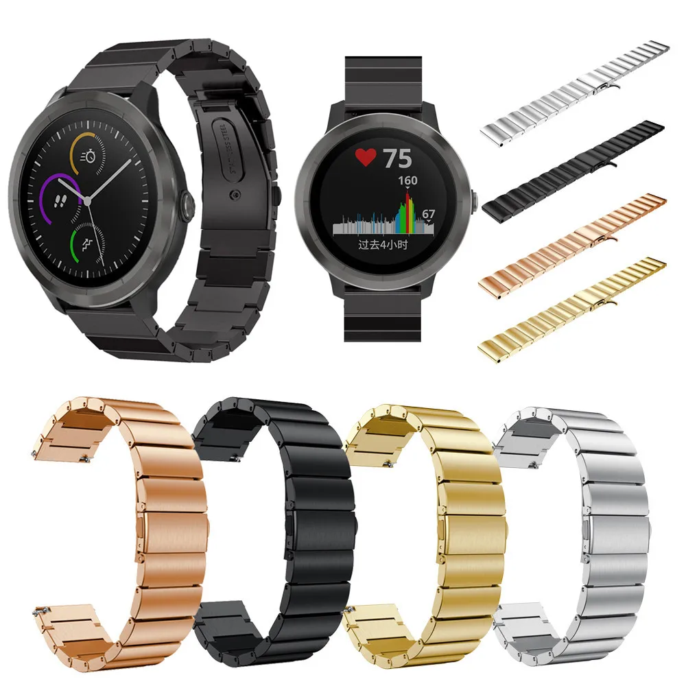 Роскошные мужские 20 мм часы из нержавеющей стали ремешок для Garmin vivoactive 3 Смарт