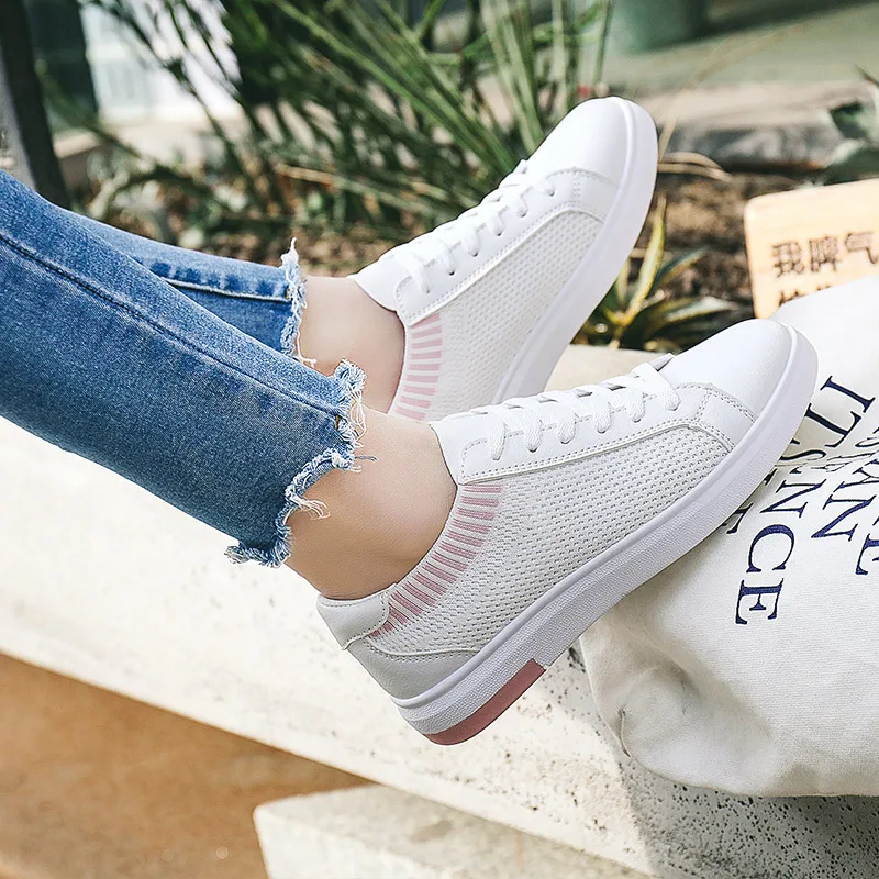 Brand Women's Shoes 2018 New Summer Style College Elegant White Casual Breathable Mesh | Обувь