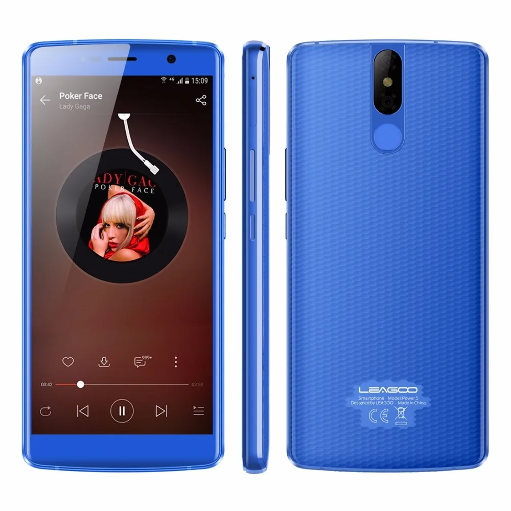 LEAGOO Мощность 5 6 Гб 64 Гб Беспроводной заряжать телефон 5,9" FHD+ безрамочный экран с ips Android 8,1 Octa Core 2X13 Мп Камера 7000 мА/ч, Батарея OTG 4G мобильный телефон - Цвет: Blue
