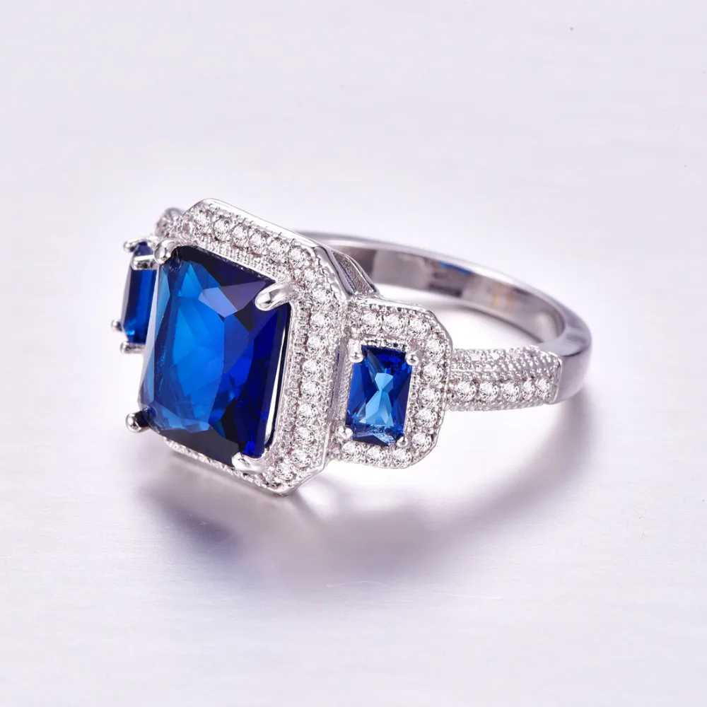 lingmei New Arrival Big Multi Royal Blue Purple White CZ Silver ColorSize 6-9 Fashion Elegent Women Jewelry Wholesale | Украшения и