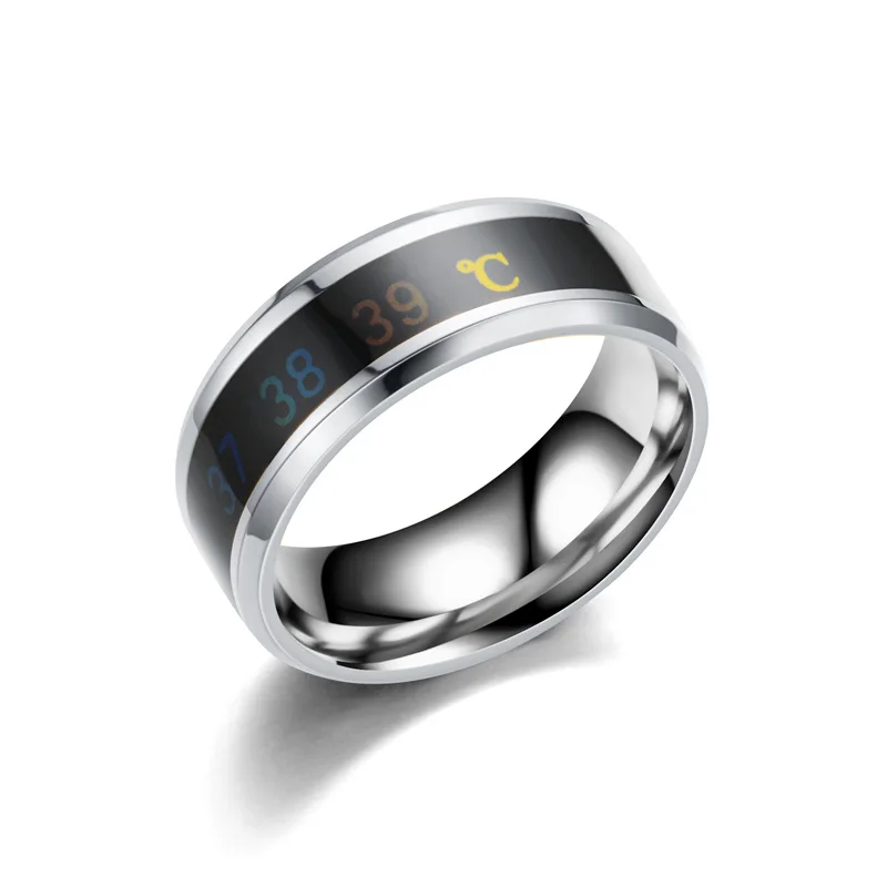 Fashion Intelligent Thermometer temperature measuring ring Stainless steel simple creative Couple wedding jewelry Dropshipping | Украшения