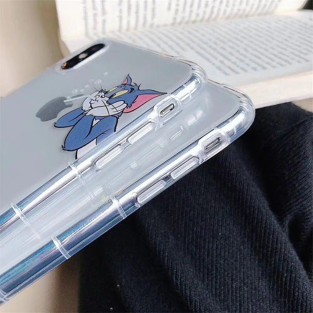 HUANQING Cute cat and mouse cell phone case For iPhoneXR XS Max Cartoon for 6 6S 7 7Plus 8 8Plus lovers TPU Phone soft |
