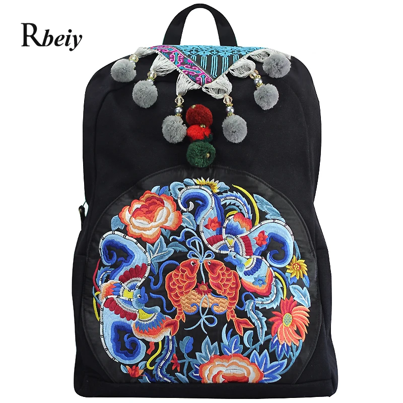 Classic fashion women backpack casual embroidered backpack