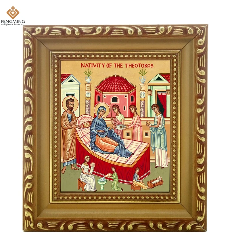 Недорогая деревянная фоторамка с изображением герба Богородицы православная