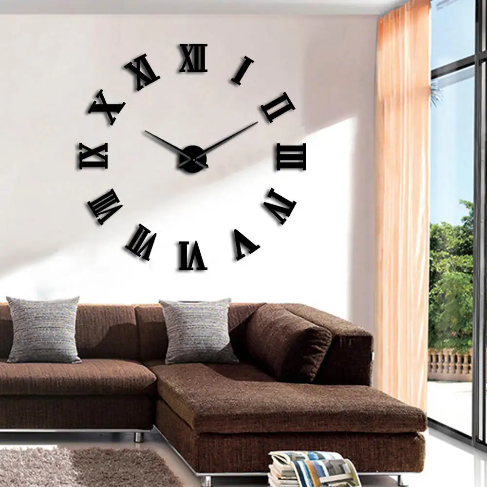 Современный дизайн DIY большие декоративные 3D настенные часы Reloj сравнению Adhesivo