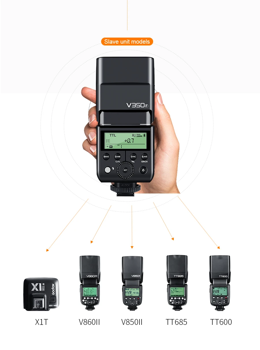 Вспышка Godox V350F ttl HSS 1/8000s со встроенной литий-ионной батареей 2000 мАч с передатчиком триггера Xpro-F для камеры Fujifilm