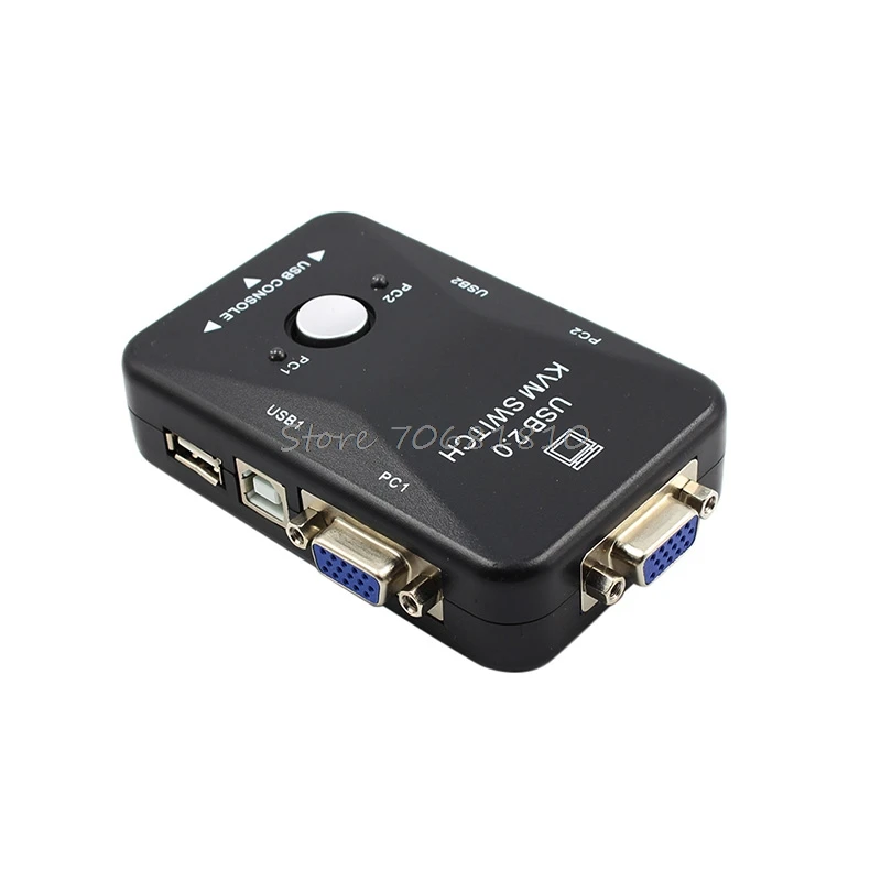 USB2.0 2 портовый KVM переключатель коробка мышь/клавиатура/VGA видео монитор 1920x1440