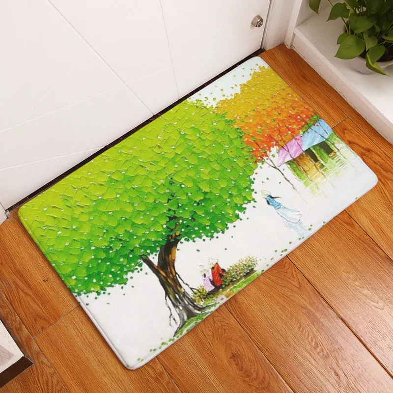 Monily Противоскользящий напольный коврик водонепроницаемый винтажный цветочный