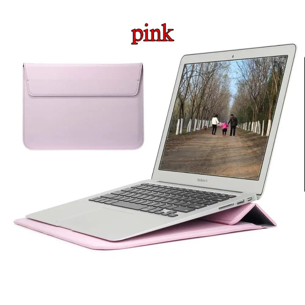 Защитная Кожаная сумка SDYGHHT для Macbook Air 13 Pro retina 12 13 15 чехол для ноутбука Macbook new Air 13 A1932 чехол-подставка - Цвет: Pink