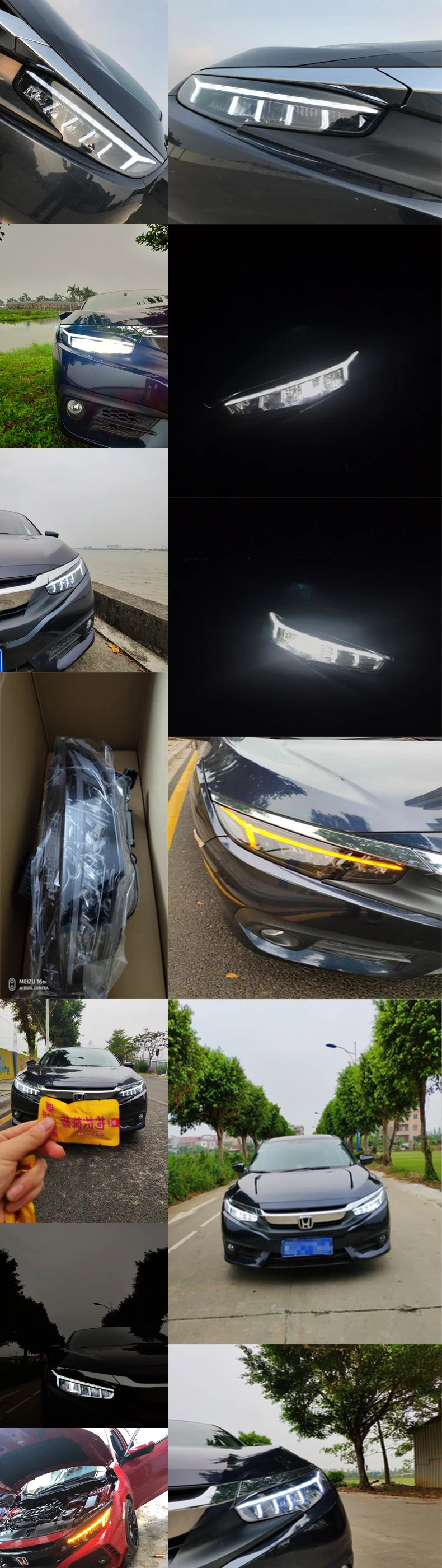 Для Honda Civic головной фары в сборе DRL ксеноновая лампа год передний свет полный светодиодный поворотный свет