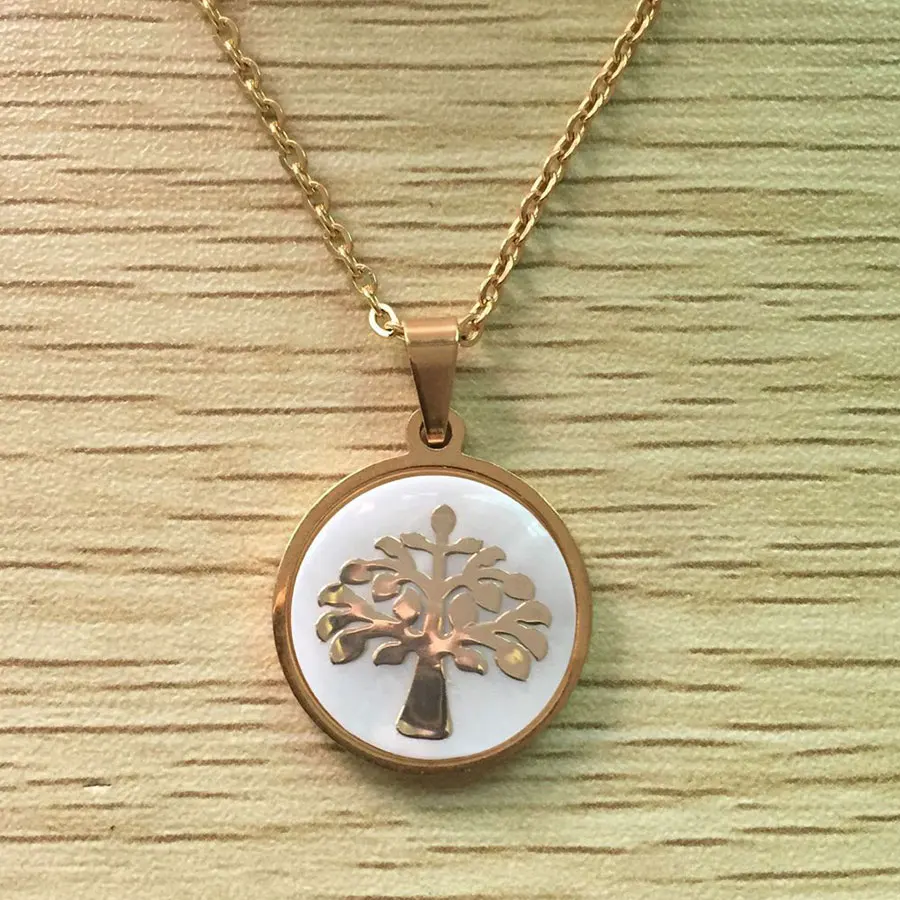 Gold Necklace HOBBORN, Трендовое женское ожерелье, ракушка, дерево жизни, золотого цвета, женское и мужское Ожерелье Дружбы, s& Кулоны, Ювелирные изделия из нержавеющей стали - Окраска металла: Gold Necklace
