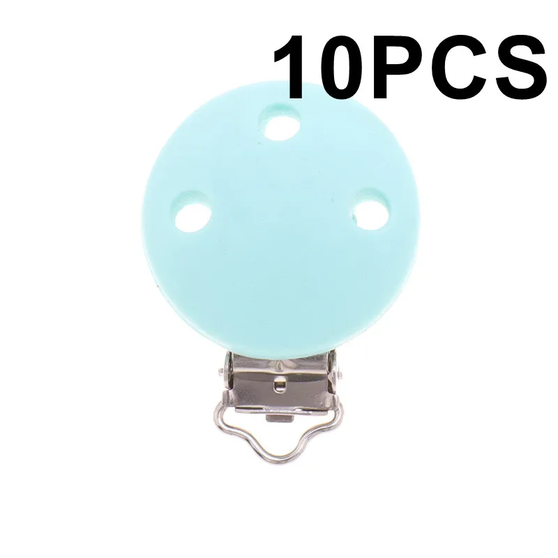 62 Blue Green 10 шт., круглые силиконовые скобы, Bpa бесплатно, Детские Прорезыватели для зубов, ожерелье, Аксессуары для младенцев, держатель для соски, цепочка, застежки для сосков, сделай сам - Цвет: 62 Blue Green