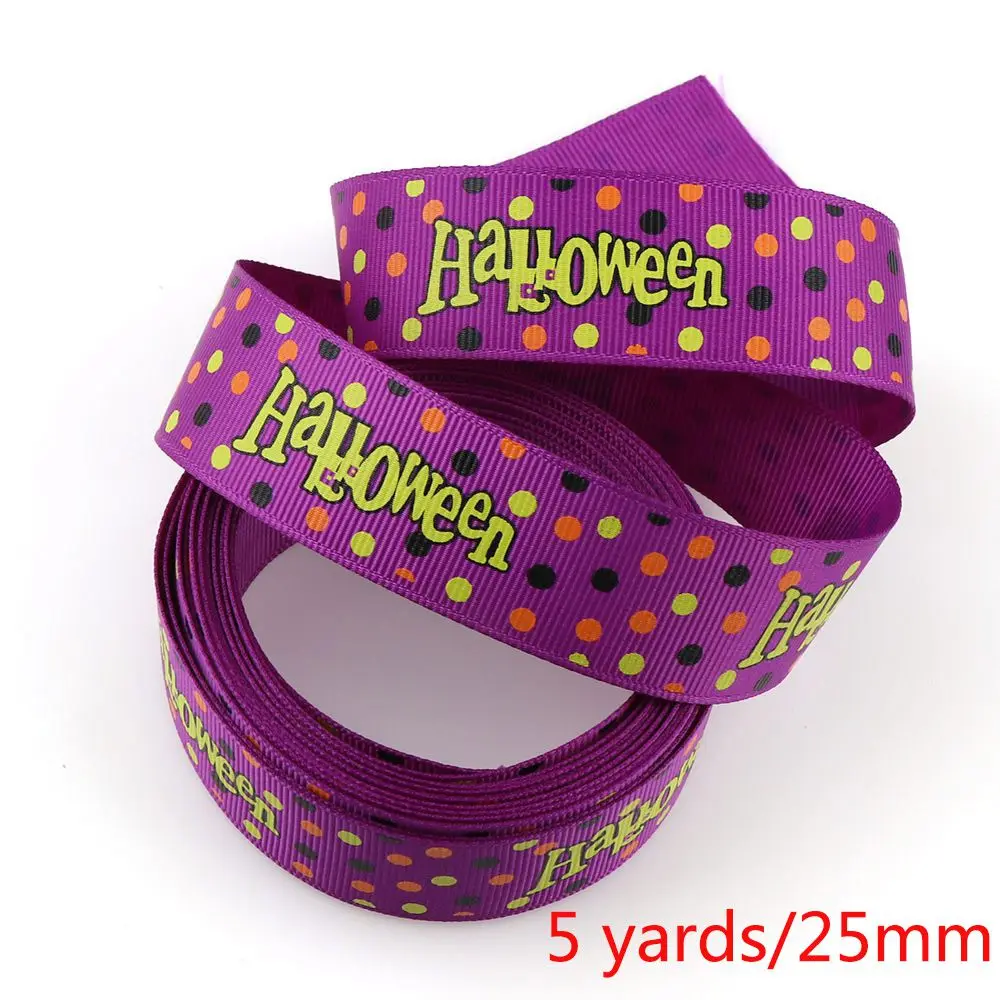 5Y/лот на тему Хеллоуина корсажная лента тыквенный призрак 25/10 mmprinted праздничные украшения лента материалы домашний текстиль лента - Цвет: 25mm