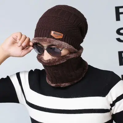 MAERSHEI зимние шапки Skullies Beanies, зимние шапки бини для мужчин и женщин, шерстяной шарф, шапки, Балаклава, маска, шапка, вязаная шапка - Color: Adult Coffee