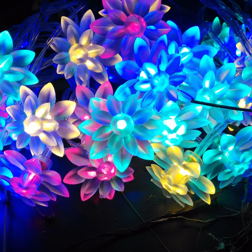 2 м 20 светодиодов Батареи Цветы Лотоса LED Свет Шнура для Украшения Дома и Сада