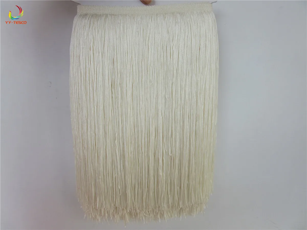 

10 ярдов, 30 см, кружевная бахрома, бежевая отделка, бахрома из полиэстера, отделка для «сделай сам», для латиноамериканских платьев, сценическ...