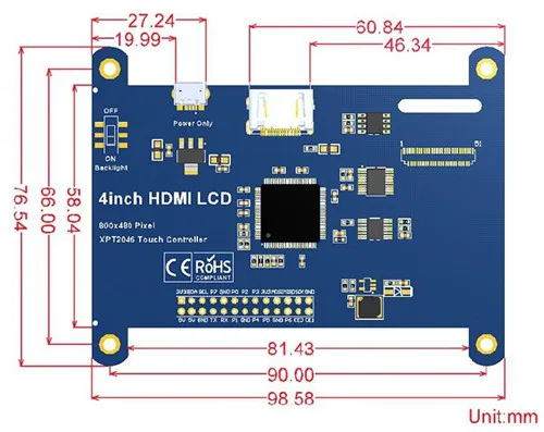 4,0 ''4,0 дюймов Raspberry Pi 3 дисплей резистивный сенсорный экран HDMI 800*480 HD 4,0" монитор TFT для Banana Pi Raspberry Pi 2 3