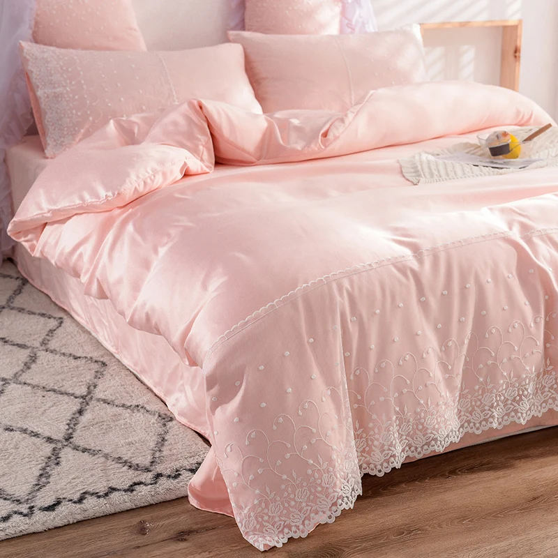 Атласные шелковые постельные принадлежности 4 шт. Пододеяльник Простыня