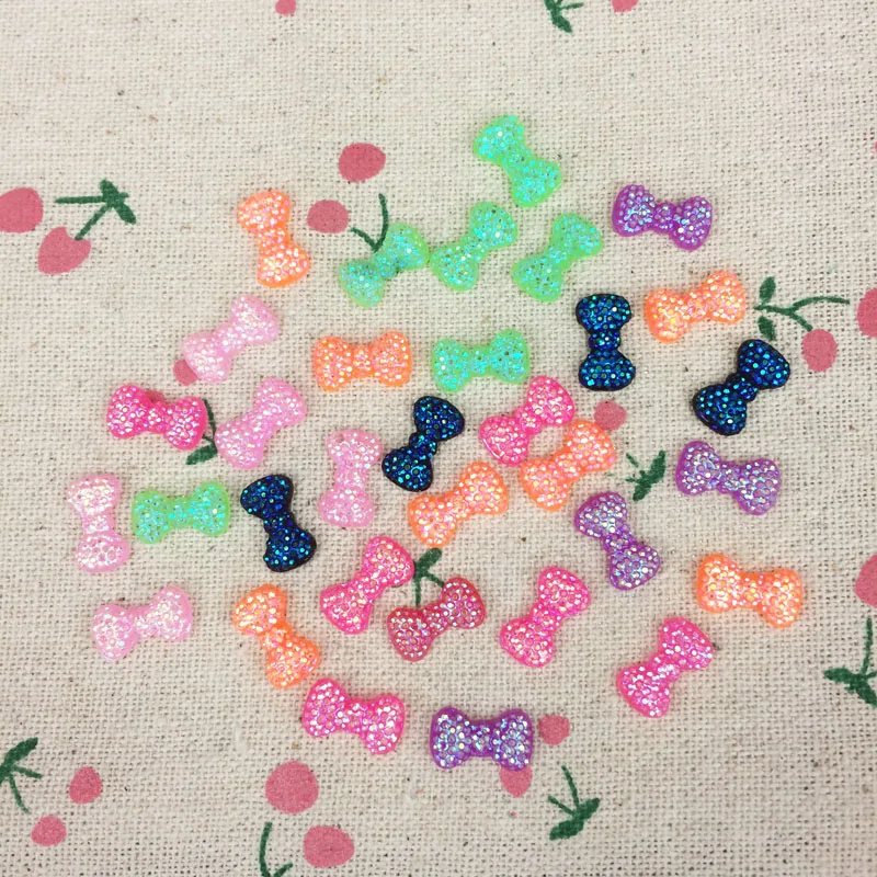 200 шт. кабошон с плоской задней стороной милые 3D банты для дизайна ногтей цветные