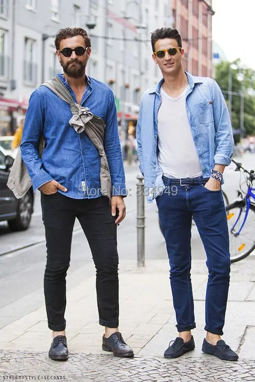 Голубая джинсовая Классическая рубашка сделанная на заказ GQ Guide To Business Casual Shirt|shirt