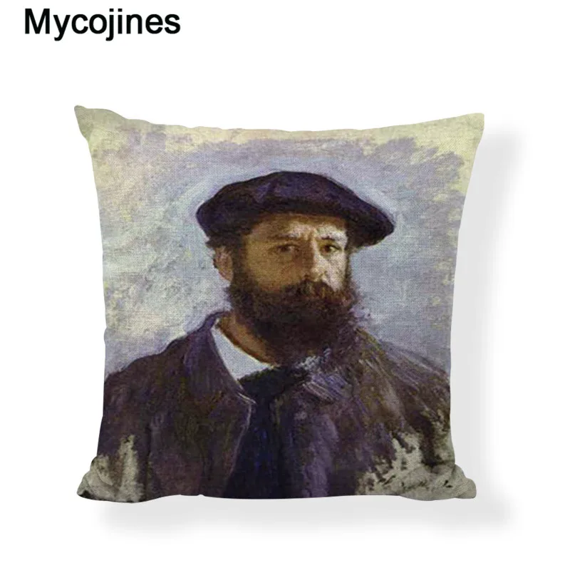 8 Monet живописная подушка крышка Sunrise голубая водяная Лилия 45*45 см льняная наволочка декоративное украшение для дома аксессуары - Цвет: 8