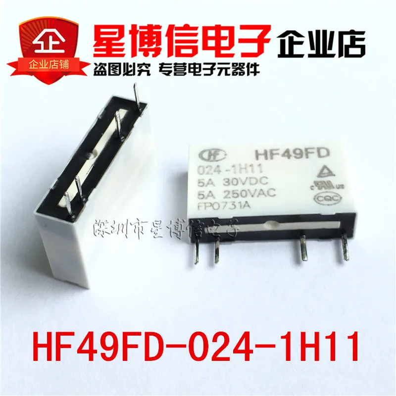 

Free Shipping 5PCS Relay HF49FD-024-1H11 4 feet normally open 5A250VAC 100% good 24VDC