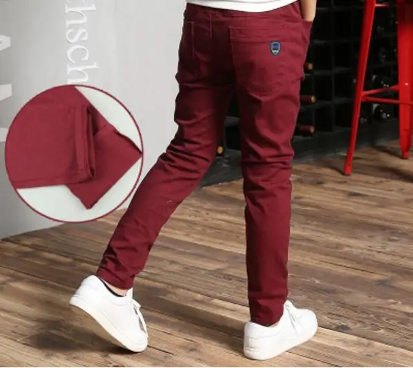 Wine red label Штаны для мальчиков детские штаны для мальчиков на весну и осень Новинка года, Детские повседневные штаны для мальчиков Корейская версия летней детской одежды - Цвет: Wine red label