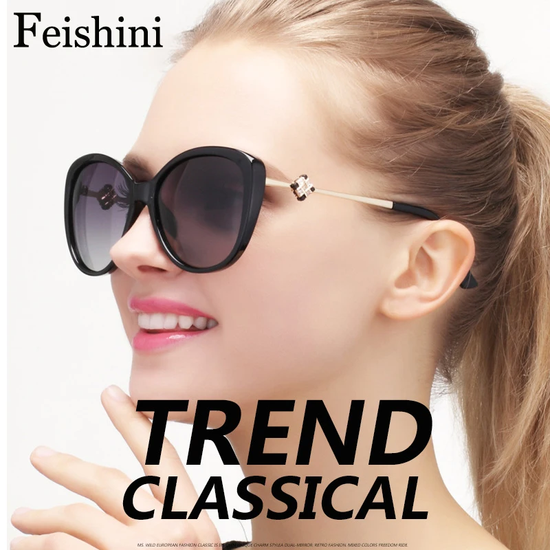 FEISHINI 58900 высококачественные винтажные oculos de sol feminino модные HD прозрачные овальные женские розовые Солнцезащитные очки женские поляризованные брендовые