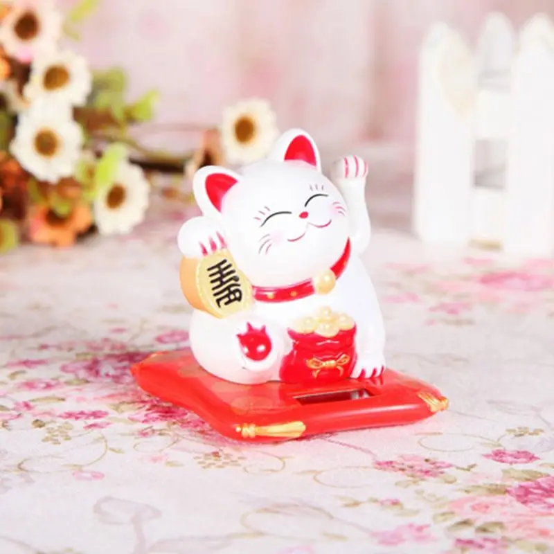 Черный/белый на солнечных батареях Maneki Neko приветственная удача везучий Кот