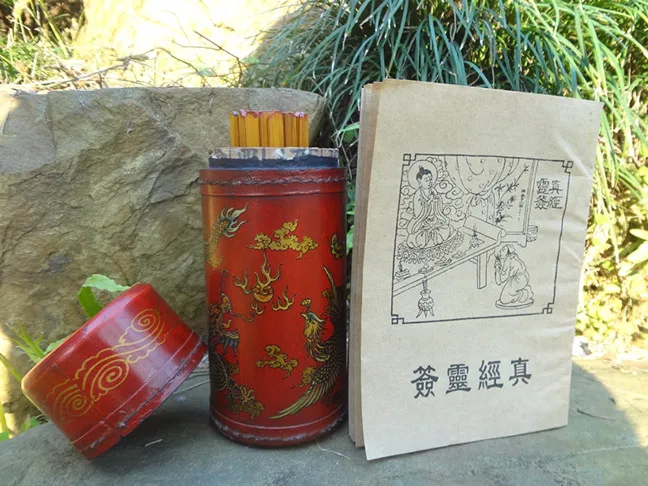 

chinese old prognosticate fortune sticks in Red Draong phoenix box Divination Supplie send Chinese and English Scripture